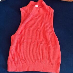 Uniqlo Coral Ribbed Mock Neck Tank